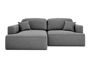 Canapé d'angle réversible convertible CASANOVA 4 places Velours côtelé gris avec coffre de rangement