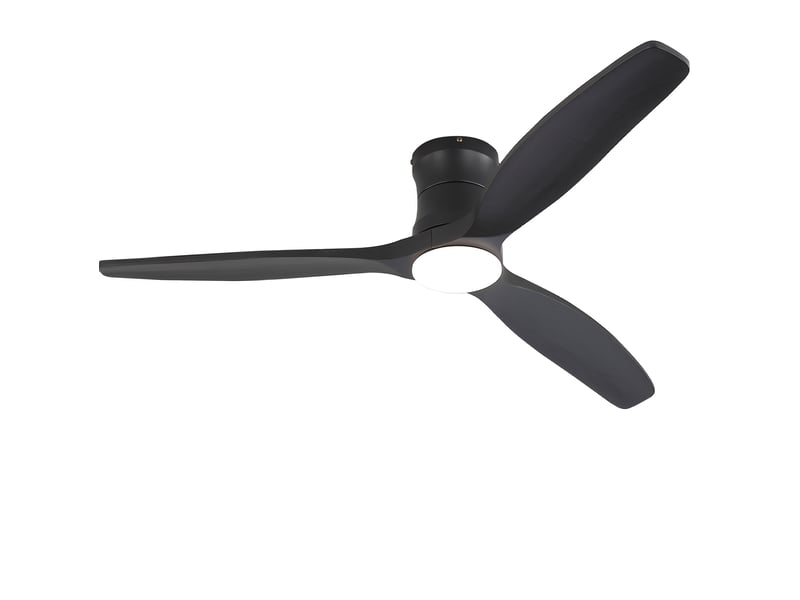  Ventilateur de plafond 132 cm noir mat en métal et bois, led dimmable, moteur dc avec télécommande  - Conforama D