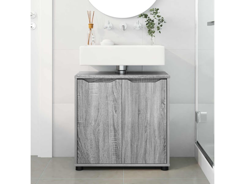  Armoire de lavabo de salle de bain gris sonoma 60x30x60 cm  - Conforama D