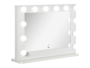 Miroir de maquillage hollywood 80 x 60 cm – blanc – 12 led dimmables avec commande tactile et mémoire