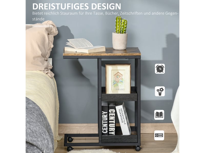  Table d'appoint forme c à roulettes en acier et mdf 51 x 33 x 66 cm  - Conforama E