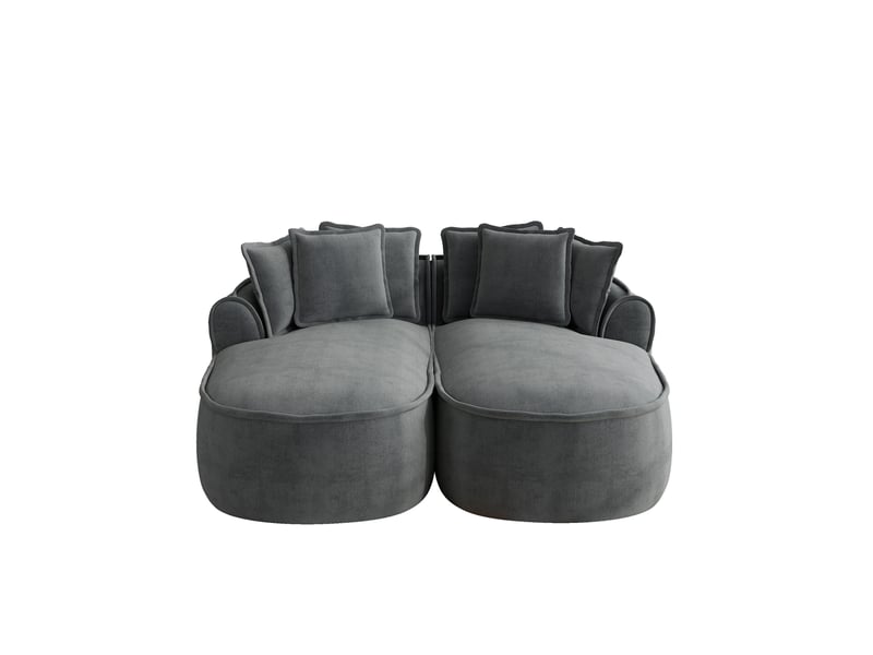 Canapé modulable convertible 2 places en chenille gris, sans cadre, avec coussins  - Conforama A