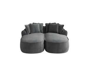 Canapé modulable convertible 2 places en chenille gris, sans cadre, avec coussins