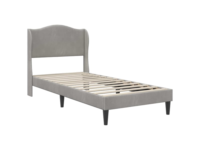  Lit simple- lit adulte -  cadre de lit avec tête de lit gris clair 80 x 200 cm velours  - Conforama C
