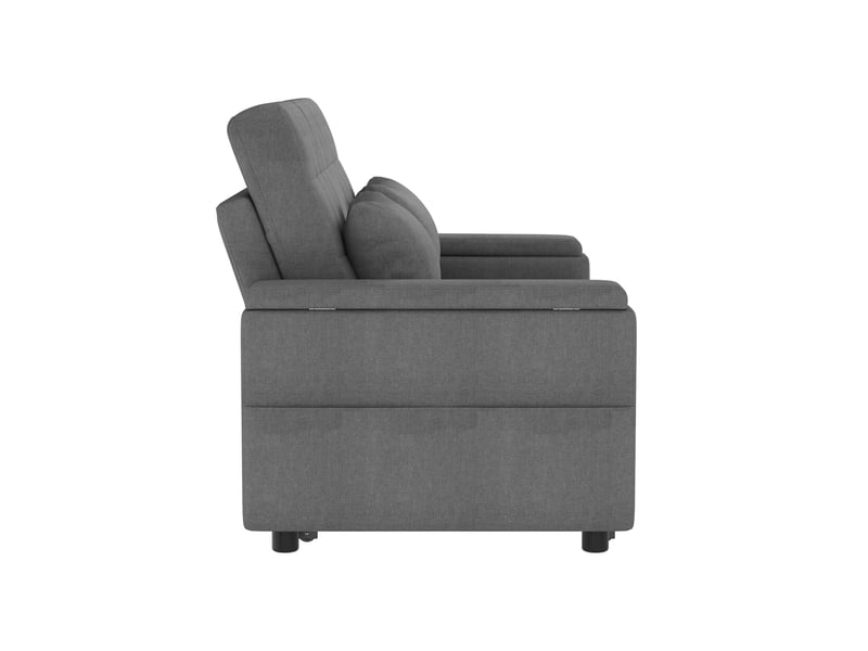  Canapé convertible 2 places gris, sofa lit multifonction avec rangement intégré et dossier réglable, tissu lin polyester pour salon  - Conforama R