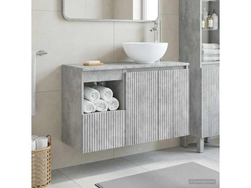 Ensemble de mobilier de salle de bain 2 pc gris béton cf64149 - Conforama B