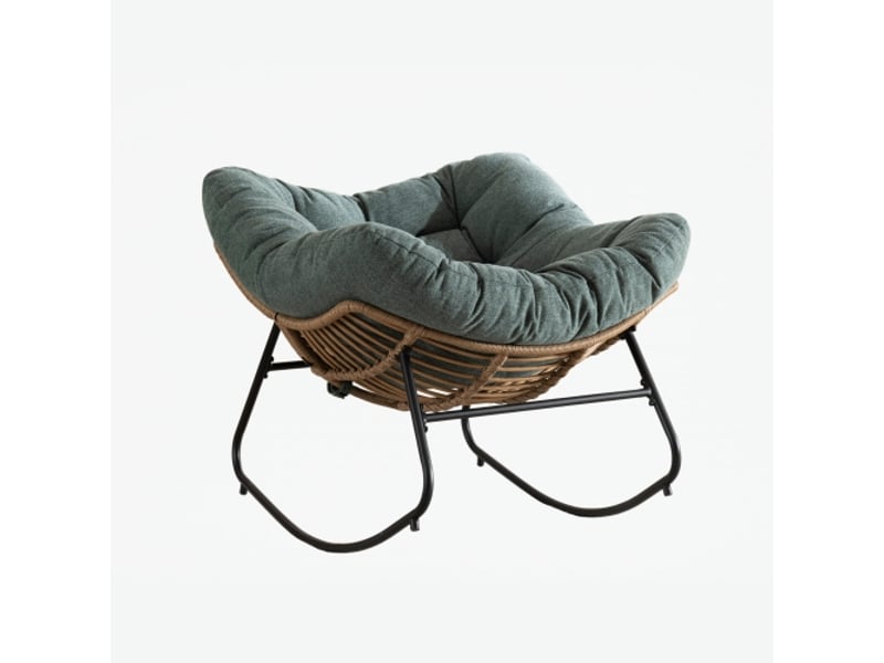  Fauteuil à bascule rembourré en chenille - vert 95x107x83cm - Conforama A