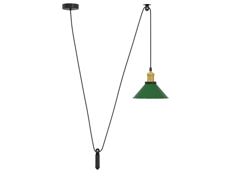  Lampe suspendue, suspension luminaire réglable hauteur e27 vert brillant ø 22cm métal  - Conforama A