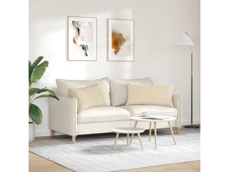  Lot de 2 coussins de canapé, coussins décoratifs tissu crème 80 x 40 cm cf58823  - Conforama D