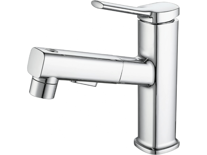  Robinet de salle de bain avec trois modes d'eau (débit, jet, fontaine) et douchette extractible (argent) PB50237 - Conforama A