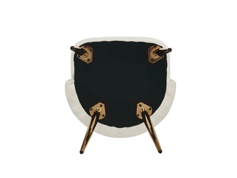  Lot de 4 chaises de salle à manger blanches, dossier incurvé, pieds dorés réglables, 125 kg  - Conforama D