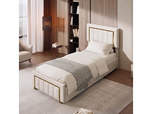 Lit simple 90x200 cm <strong>SHOPENTRA</strong>  <strong></strong> coloris beige