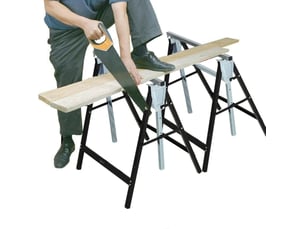 Lot de 2 tréteaux de sciage réglables 68 x 56 x 80-130 cm noirs en métal, pliables, charge 200 kg