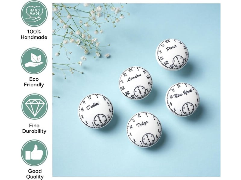  Jeu de 10 boutons de meubles blancs et noirs, boutons anciens peints à la main de style bohème pour commodes et tiroirs  - Conforama C