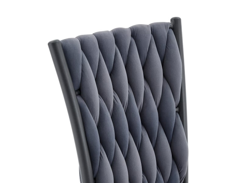  Chaise velours gris foncé — dossier haut capitonné — pieds métalliques, idéale cuisine et salle à manger  - Conforama D