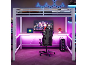 Lit mezzanine 140x200 cm <strong>MERAX</strong>  <strong>lit enfant blanc</strong> coloris blanc