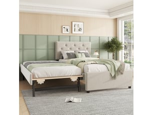 Lit gigogne 90x200 cm <strong>MODENUIT </strong> <strong></strong> coloris beige