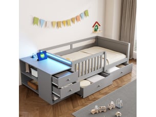 Lit combiné 90x200 cm <strong>WISHDOR</strong> <strong></strong> coloris gris