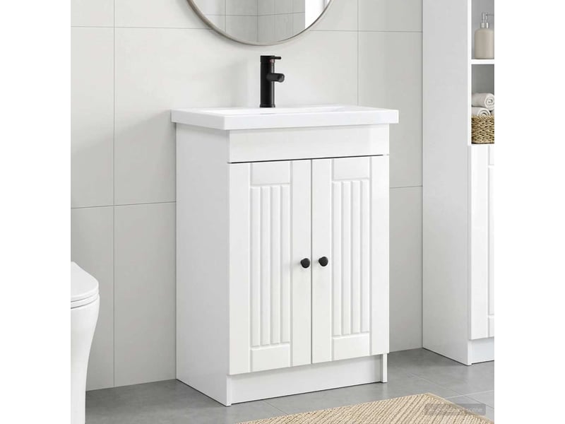  Ensemble de mobilier de salle de bain blanc brillant shl2834  - Conforama B