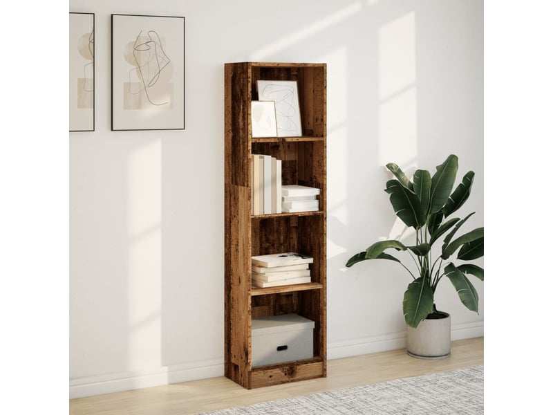  Bibliothèque, meuble de rangement salon vieux bois 40x24x143 cm bois d'ingénierie  - Conforama C