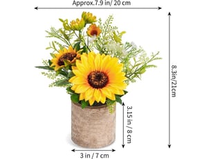 Pot de fleurs artificielles tournesol, décoration tournesol, fausse fleur jaune en pot, pour la maison, la salle de bain et la cuisine-aquaforge