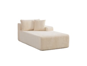 Canapé modulable 1 place en chenille ivoire avec méridienne