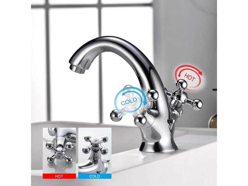  Ineasicer robinet lavabo retro, mitigeur salle de bains vintage, chromé, noir - noir  - Conforama E
