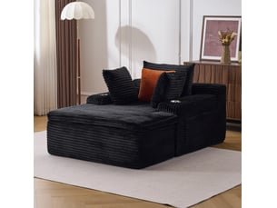Canapé méridienne en velours côtelé noir 165 cm homvra