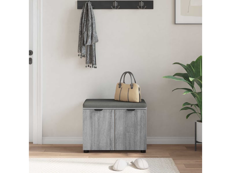  Banc d'entrée, banc interieur avec coussin gris sonoma 60x38x46 cm shl93858  - Conforama D