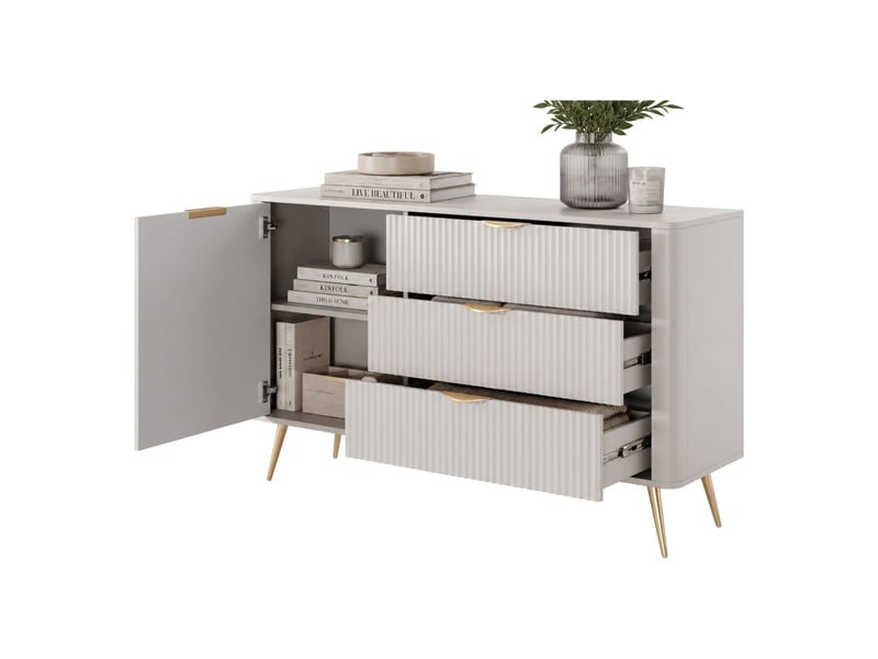  Buffet halilomo, enfilade 3 tiroirs, 138x38x81h cm beige Halilomo - Conforama A