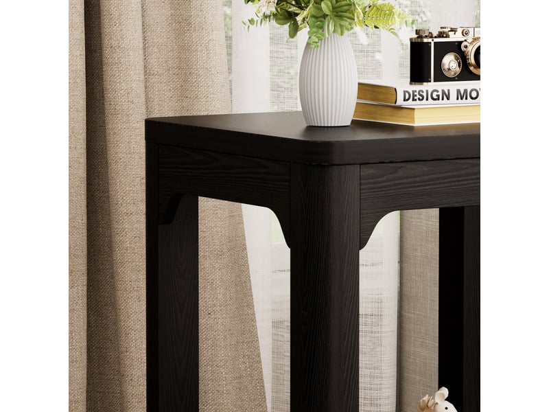  Lot de 2 tables d'appoint 2 niveaux en mdf noir 50 x 40 x 60 cm W3148P487855 - Conforama D