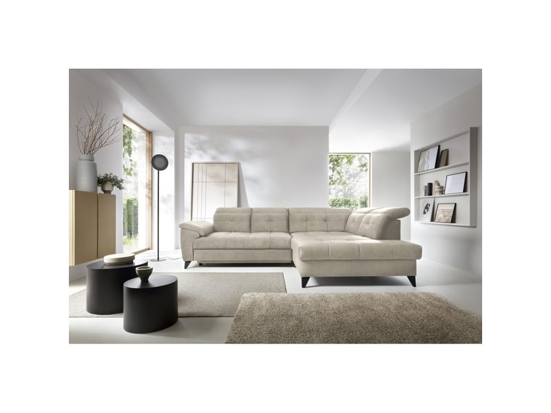  Canapé d'angle beige 5 places angle droit couchage généreux inferno  - Conforama E