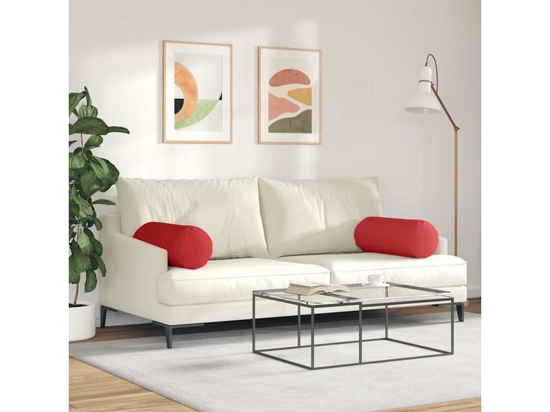  Lot de 2 coussins d'accent, coussins décoratifs, coussins lombaires tissu rouge ø 25 x 70 cm cf56707  - Conforama D