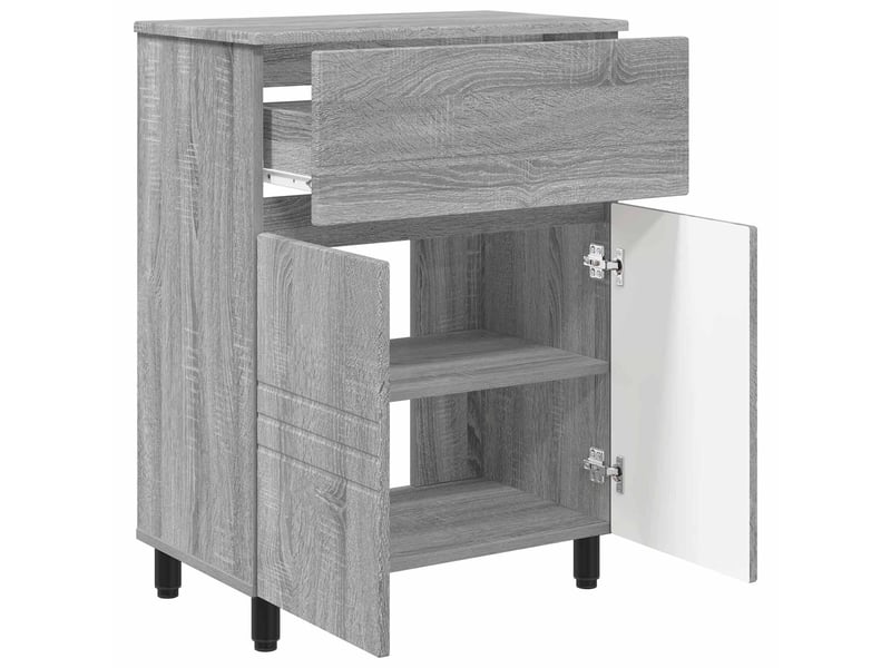 Unité de vanité de salle de bain, meuble de rangement sonoma gris 60x35x80 cm - Conforama D