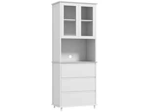 Buffet de cuisine meuble de rangement placard 2 portes 3 tiroirs et niche centrale dim. 68l x 38l x 172h cm mdf blanc