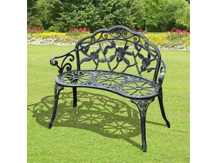 Banc de jardin 2 places en métal, mobilier extérieur, 100x54x78 cm, vert antique