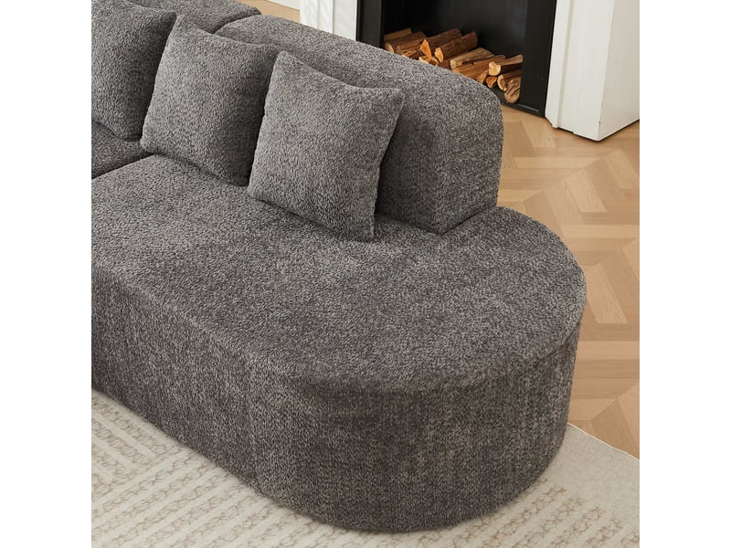  Canapé d’angle gauche 3 places en chenille gris anthracite, 222 x 157 x 73 cm Fay Lum - Conforama R