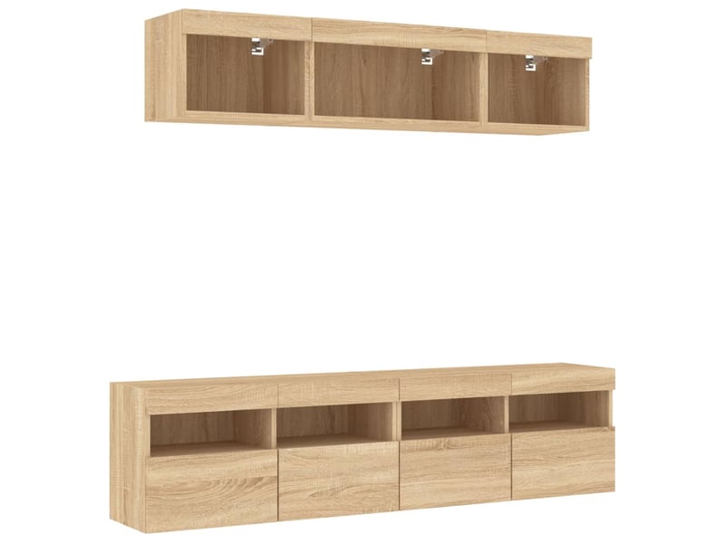  Unités murales tv avec led 5 pcs chêne sonoma bois d'ingénierie shl74924  - Conforama E