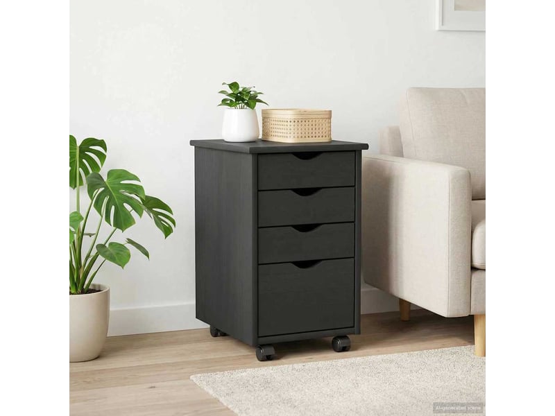  Caisson roulant de bureau avec roue gris 34 x 39 x 56 cm pin massif  - Conforama C