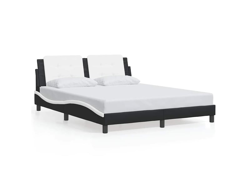 Lit double- lit adulte - cadre de lit sans matelas zadar noir et blanc 160x200 cm similicuir - Conforama A