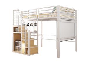 Lit mezzanine 140x200 cm <strong>HAUSS SPOLE</strong> <strong></strong> coloris blanc