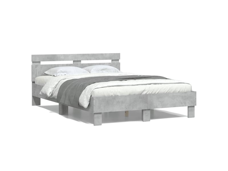  Lit double- lit adulte -  cadre de lit avec led sans matelas gris béton 135x190 cm  - Conforama D