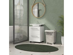 Meuble sous-vasque 1 porte 1 tiroir en panneau de particules blanc 41,5x35,5x59 cm