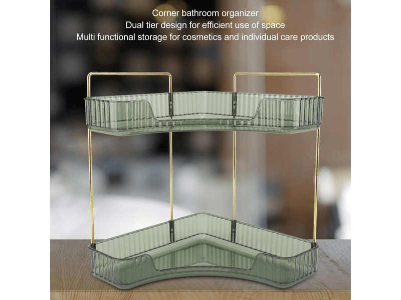 Étagère d'angle de salle de bain à 2 niveaux, gain de place, montage facile, étagère d'angle en métal pour cosmétiques - Conforama E