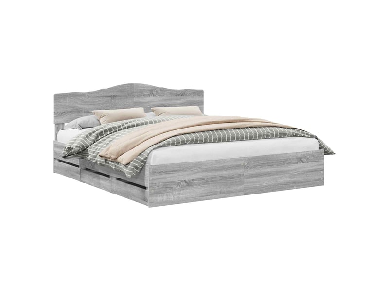 Lit double- lit adulte - cadre de lit gris sonoma 180 x 200 cm bois ingénierie - Conforama A
