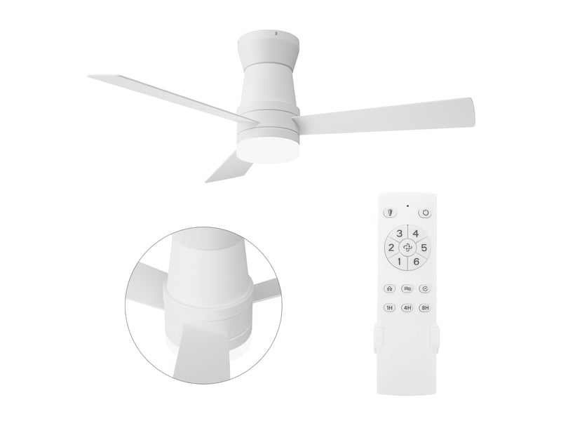  Ventilateur de plafond avec éclairage led, 6 vitesses de ventilation, blanc, 42 pouces - 3 pales  - Conforama A