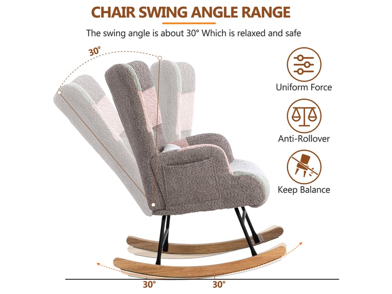  Fauteuil à bascule multicolore avec repose-pieds et coussin lombaire  - Conforama D