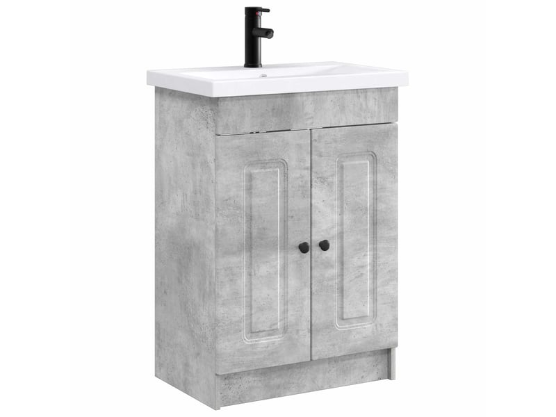 Ensemble de mobilier de salle de bain gris béton shl6779 - Conforama A