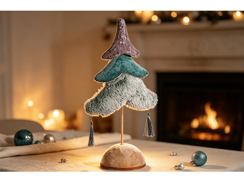  Sapin de noël krist+ bleu turquoise argent polyster bois 12 x 43 x 22 cm S3612542 - Conforama C