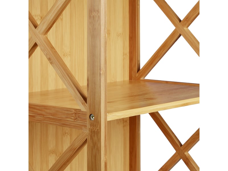  Etagère sur pied en bambou 2 niveaux 54 x 42 x 29 cm avec panier amovible style maison de campagne en bambou naturel 13_0005815  - Conforama D